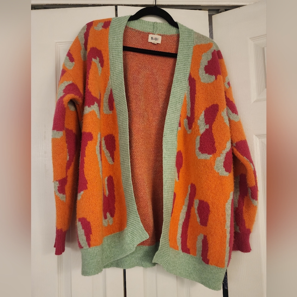 BiBi Multicolored Leopard Cardigan